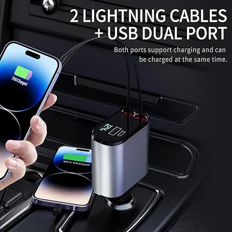4 in 1 Retractable Fast Car Charger