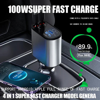 4 in 1 Retractable Fast Car Charger