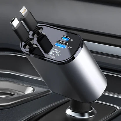 4 in 1 Retractable Fast Car Charger
