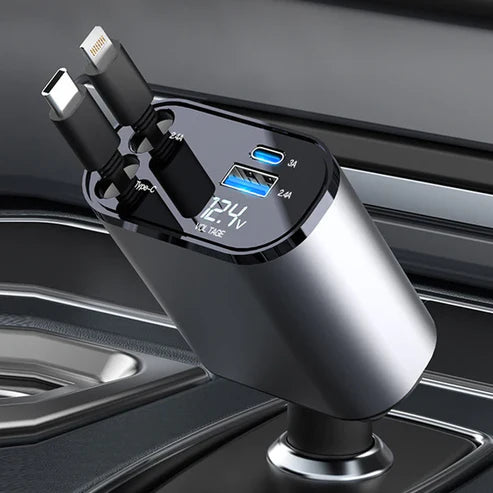 4 in 1 Retractable Fast Car Charger