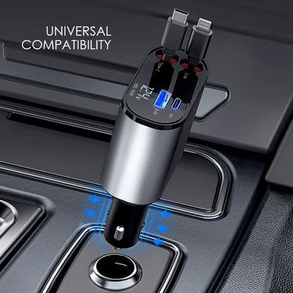 4 in 1 Retractable Fast Car Charger